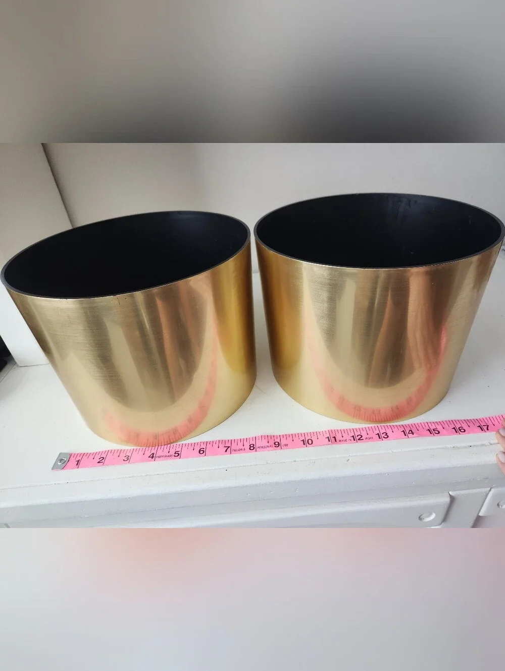 Brushed Gold Plastic Planter Or Display Riser  7in H X 9in W Set Of 2